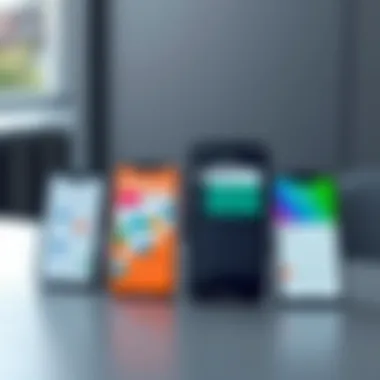 Comparative analysis of different calendar applications on a stylish background.