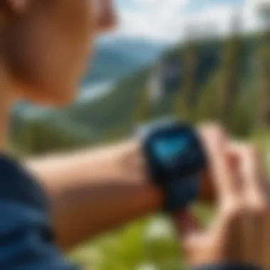 An individual engaging in outdoor activities while wearing a fitness tracker.