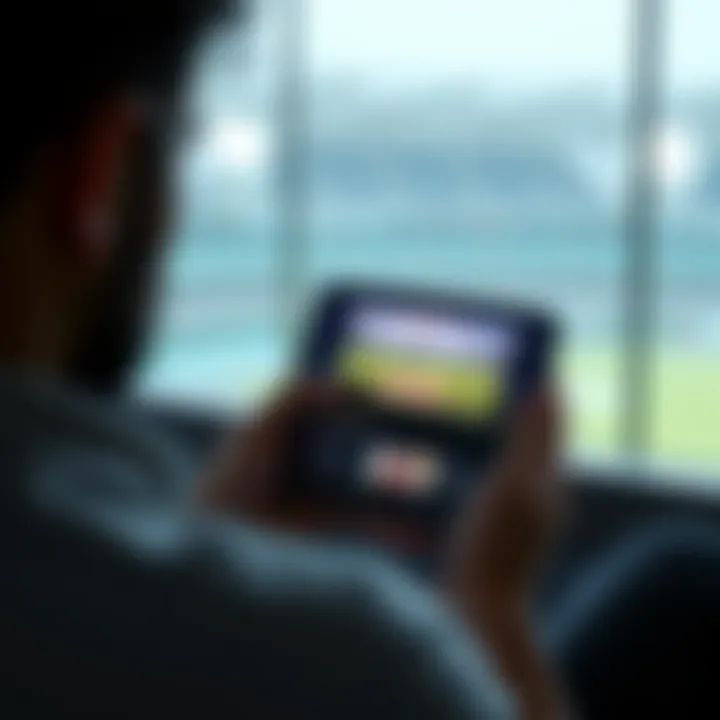 User Engagement with Cricket Content on Samsung Galaxy Z Fold 2 User engaging with cricket content on the Samsung Galaxy Z Fold 2