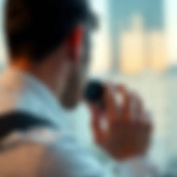 User making a call using a smartwatch