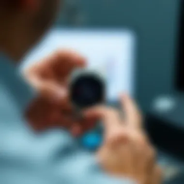 User engaging with smartwatch interface