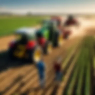 Engagement with Farming Equipment Player engaging with crops and equipment in a simulation