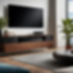 A sleek streaming device on a modern entertainment center