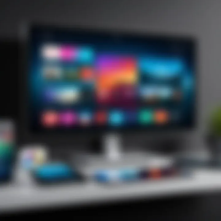 A vibrant display showcasing multiple streaming apps