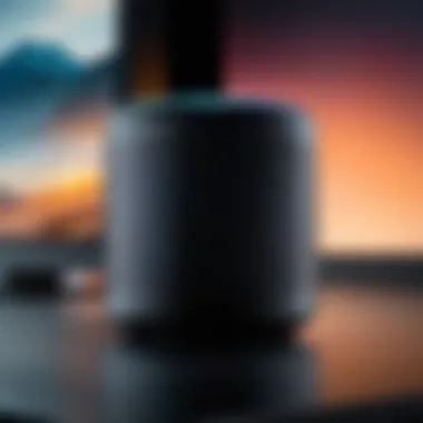 Smart speaker showcasing Alexa interface