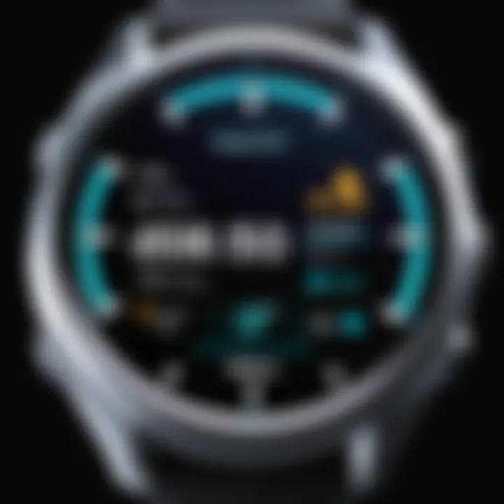 Close-up of smartwatch display showcasing functionality