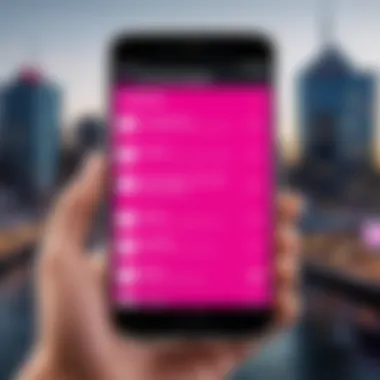 Feature list highlighting the functionalities of the T-Mobile SMS app