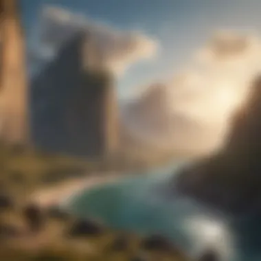 Unveiling the Epic Adventure Landscape Digital Artistic Rendering of Adventurous Landscape