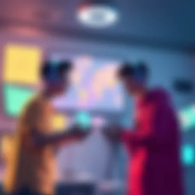 A vibrant illustration representing the social aspect of mobile gaming