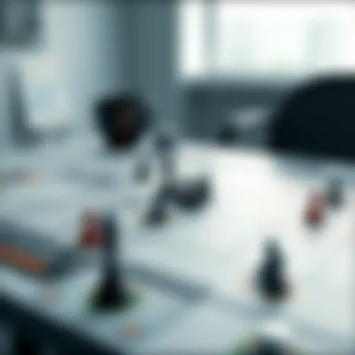 A strategic board layout showcasing a turn-based game in progress