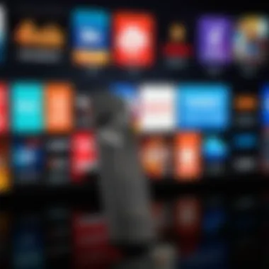 Streaming Service Selection Firestick remote control with various app logos