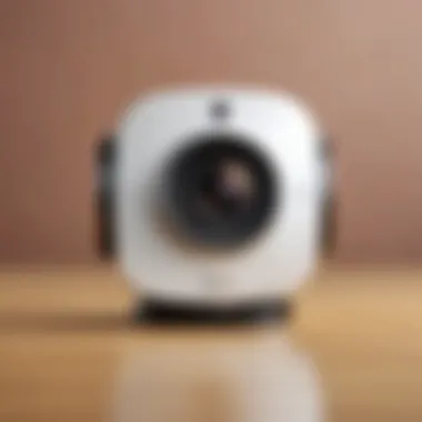 A close-up view of the Yi Dog Camera showcasing its sleek design.