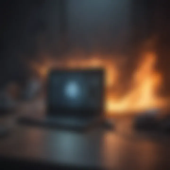 Illustration of hacker blocked by firewall in wifi network