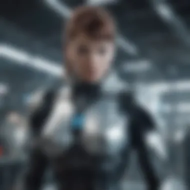 Futuristic Arena Cybernetic Fighter Cybernetic fighter in a futuristic arena