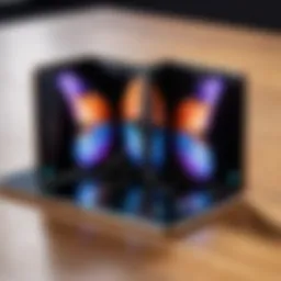 Stylish Galaxy Z Fold device showcasing its unfolded state with vibrant display.