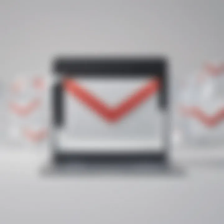 Illustration depicting Gmail logo and multiple contact icons