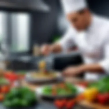 Artistic Culinary Creations Illustration of a culinary artist creating a gourmet healthy meal