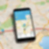 Map interface displaying a lost phone location