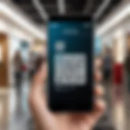 Scanning a QR code with a smartphone in a modern setting