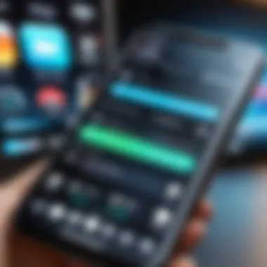 Mobile Streaming Application Interface A close-up of a smartphone displaying a live streaming app with connectivity icons