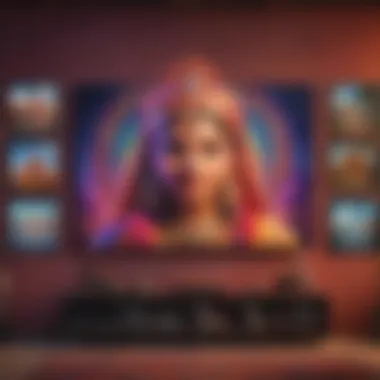 Vibrant Indian Cultural Showcase Colorful Indian cultural elements on a digital screen
