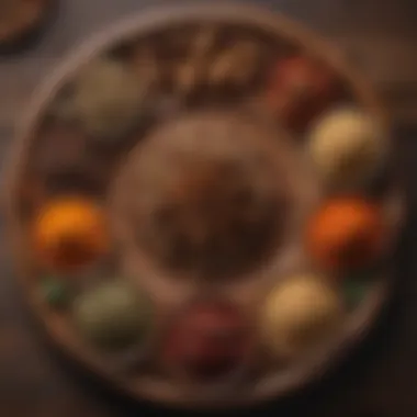 Exquisite Indian Spices Presentation Traditional Indian spices on a wooden platter