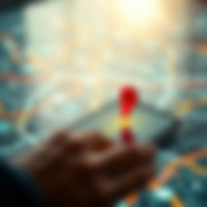 Graphical representation of location tracking on a digital map.