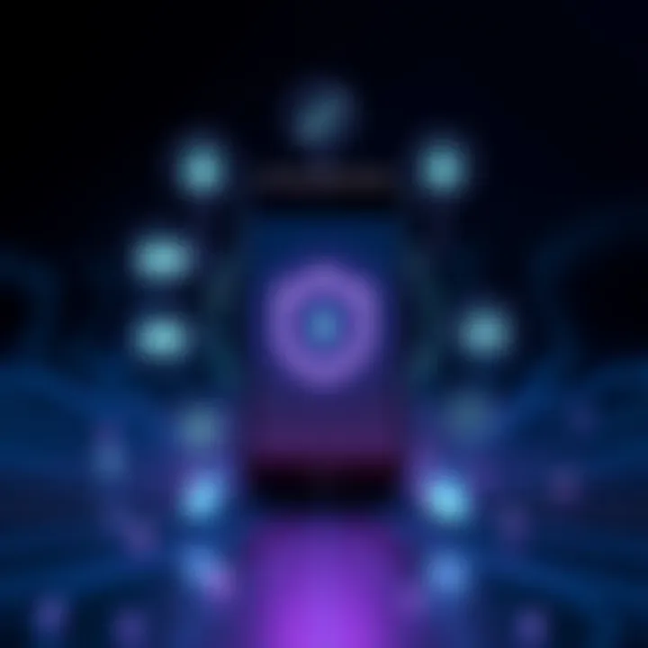 Illustration of a mobile device with security icons surrounding it.