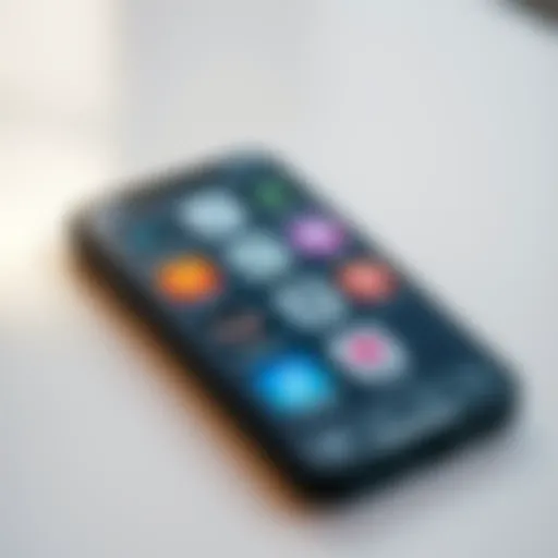 Smartphone displaying various radio app icons