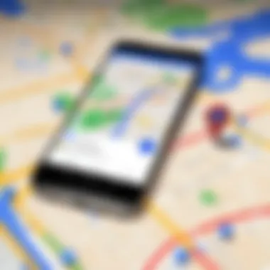 Google Maps Smartphone Integration Illustration of a smartphone with Google Maps app open
