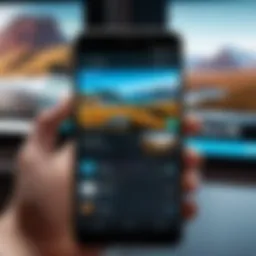 User interacting with a movie app on an Android device showcasing its interface.