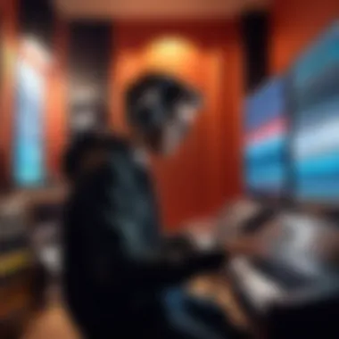 Creative Representation of Music Enthusiast Exploring Download Platforms Music Enthusiast Exploring Download Platforms Creative Illustration