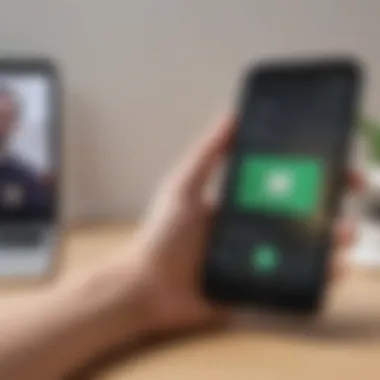 Launching Hangouts App Illustration of tapping on Hangouts app icon on smartphone screen