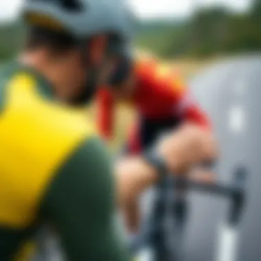 Cyclist using smartwatch