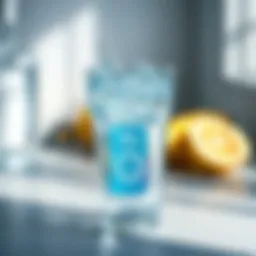 Refreshing water in a glass with a hydration app interface