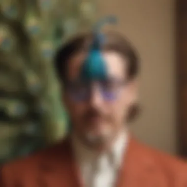 Harmony of Quirky Characters and Peacock Content A captivating illustration symbolizing the harmony between The Big Lebowski's quirky characters and Peacock's diverse content