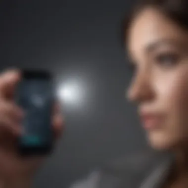 Using Flashlight to Find Earbuds Person searching for Samsung earbuds with flashlight