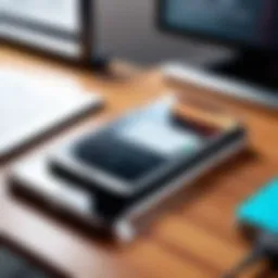 Smartphone scanning a document on a desk