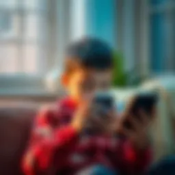 Child using a smartphone with parental controls