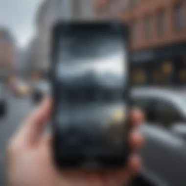 Sleek Weather App Widget on Smartphone Screen Sleek Weather App Widget on Smartphone Screen