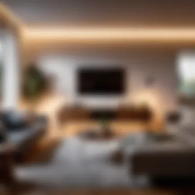 Efficient Lighting System for a Cozy Ambiance Smart lighting system illuminating living room