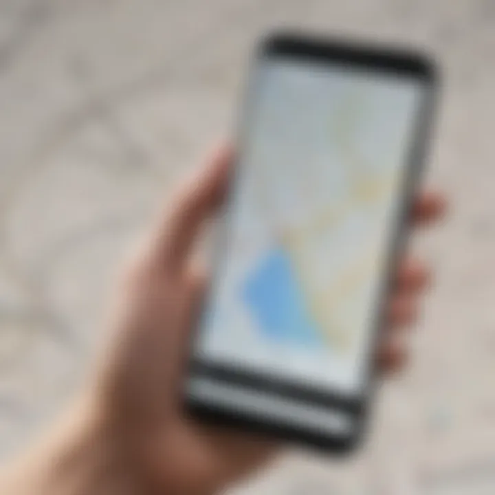 Illustration of a smartphone with offline map app displayed