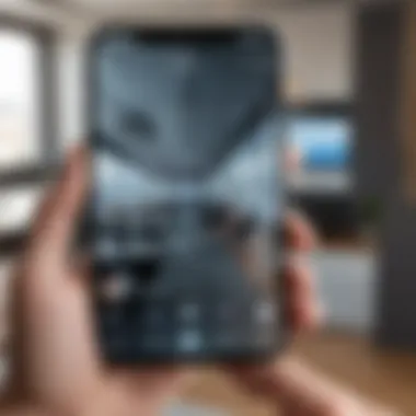 Close-up of smartphone camera capturing a Zoom call