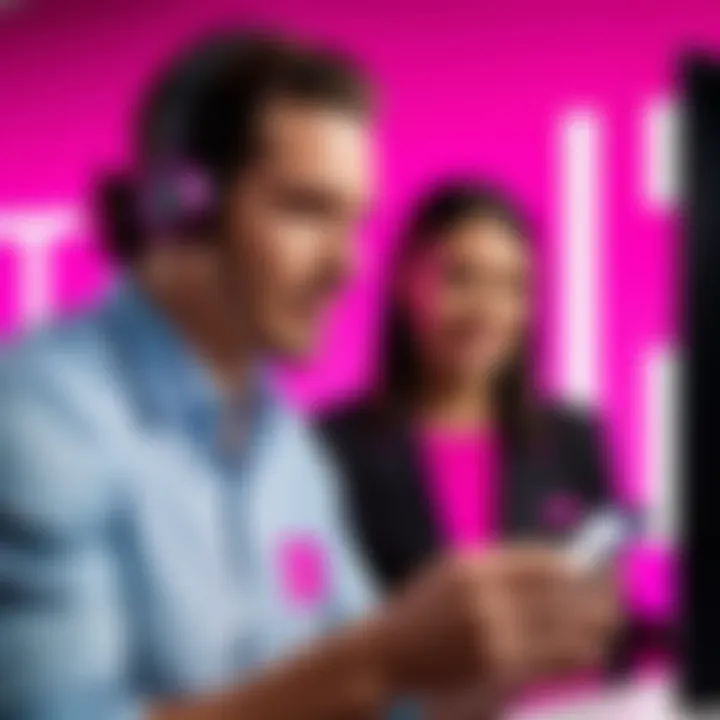 A customer engaging with T-Mobile service representative