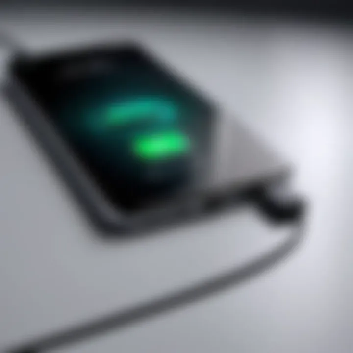 A sleek magnetic charger demonstrating its effective connection with a smartphone.