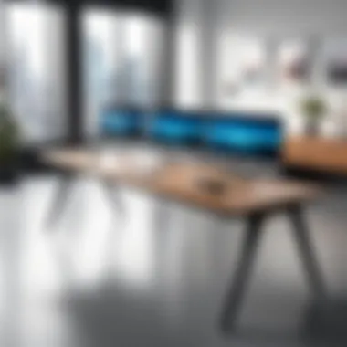 Integration and Design of Smart Desks A modern smart desk showcasing integrated technology and sleek design.