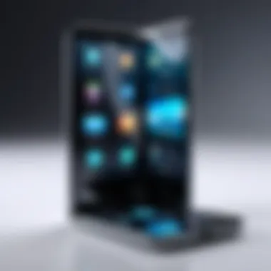 Revolutionary Foldable Cell Phone An innovative foldable cell phone demonstrating advanced design