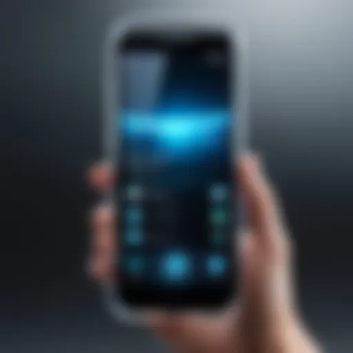 A sleek, futuristic cell phone showcasing a transparent screen