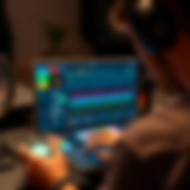 Artist Using Tablet for Music Production An artist using a tablet for music production