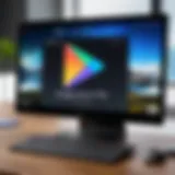 Visual representation of Google Play interface on a PC